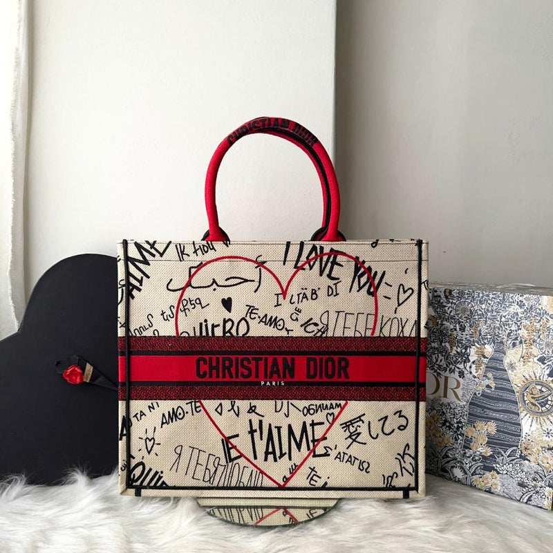 Bolsa Chritian Dior Book Tote Canvas Dioramur Graffiti