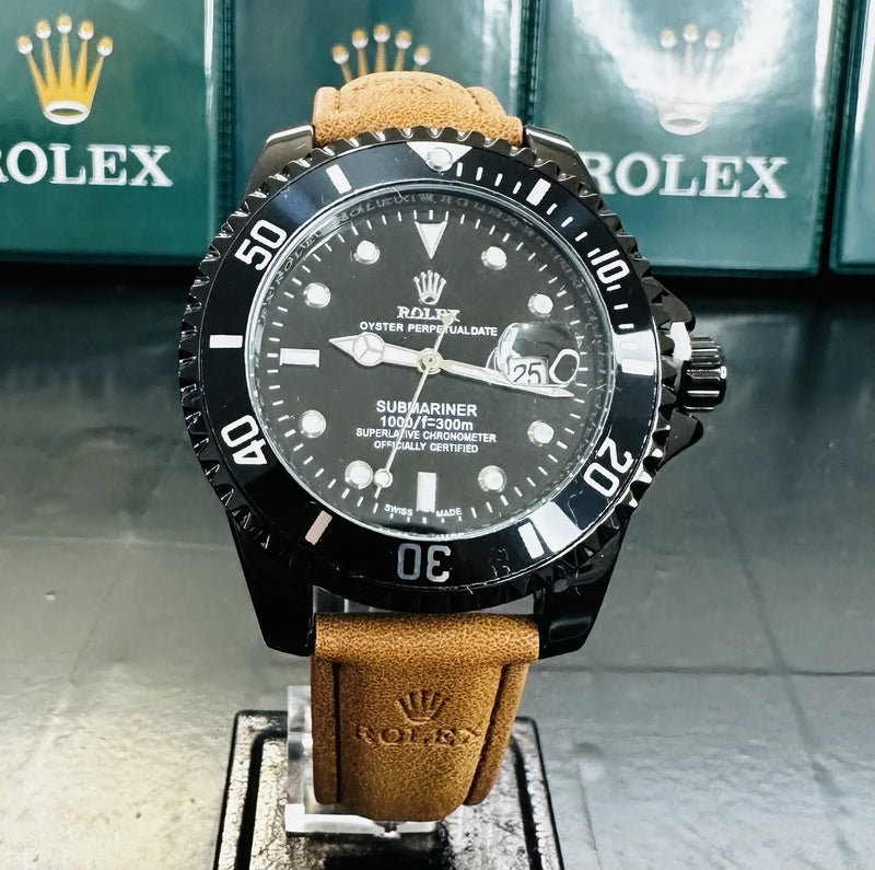 Relógio Rolex Submariner Strap Couro Brown