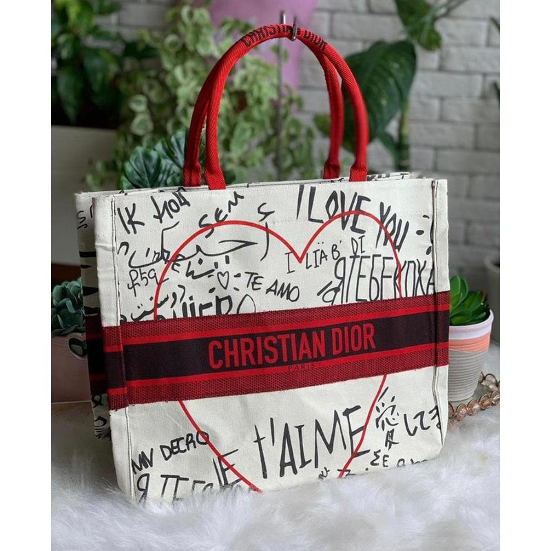 Bolsa Chritian Dior Book Tote Canvas Dioramur Graffiti