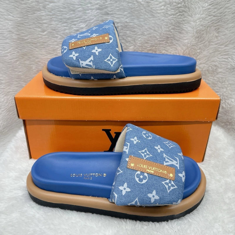 Slide Louis Vuitton Pool Pillow Denim