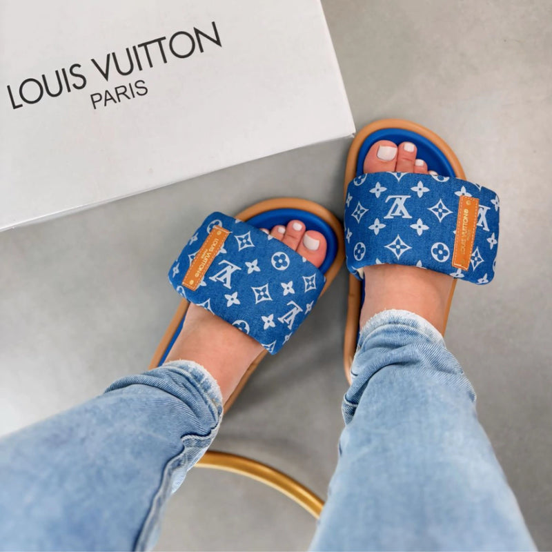 Slide Louis Vuitton Pool Pillow Denim