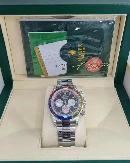 Relógio Rolex Daytona Rainbow Black Dial Yellow