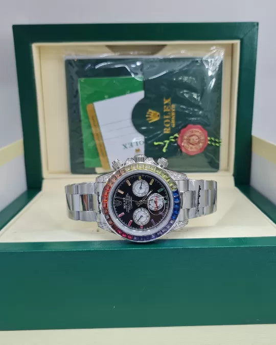 Relógio Rolex Daytona Rainbow Black Dial Yellow