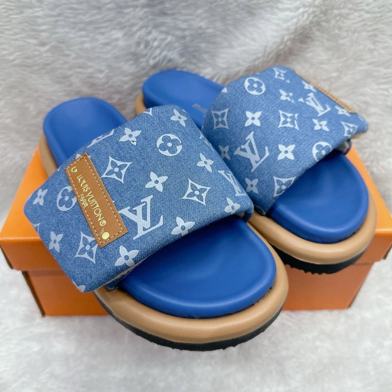 Slide Louis Vuitton Pool Pillow Denim