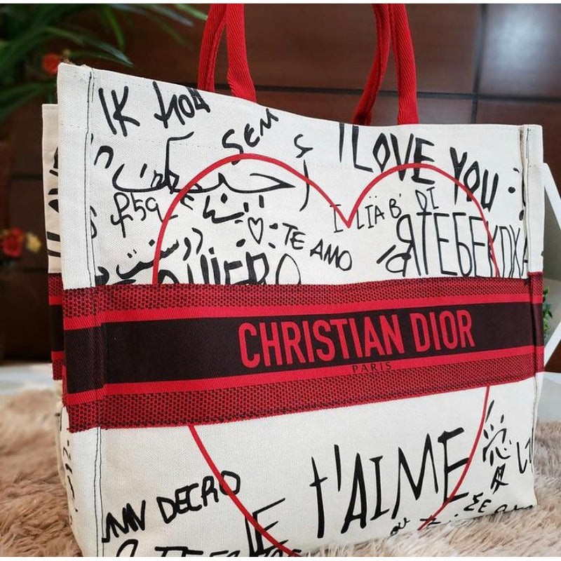 Bolsa Chritian Dior Book Tote Canvas Dioramur Graffiti