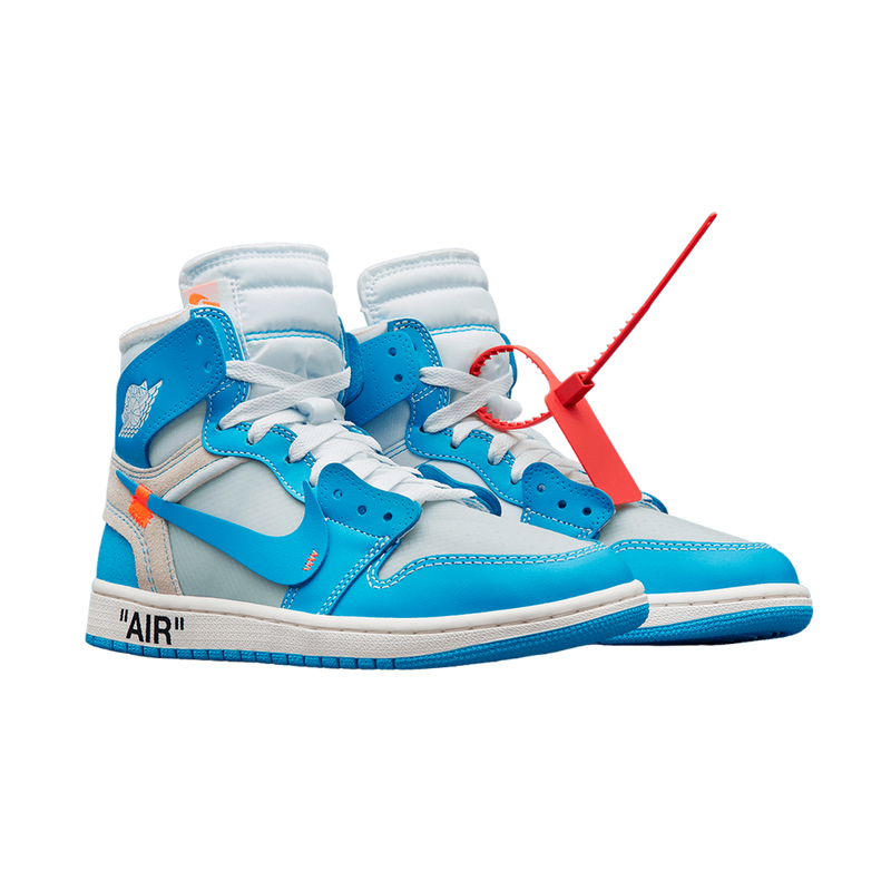 Tênis Collab x Of-White Air Jordan 1 Retro High University Blue Azul