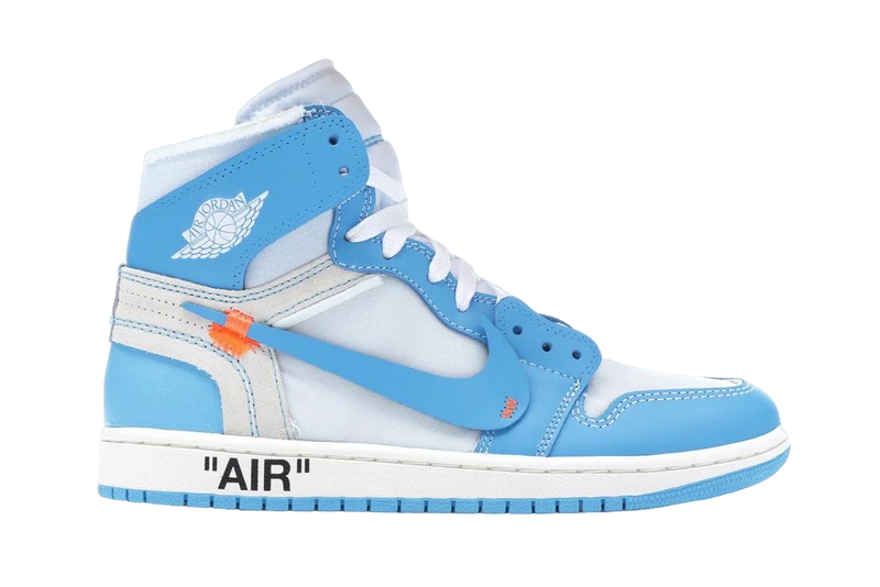 Tênis Collab x Of-White Air Jordan 1 Retro High University Blue Azul