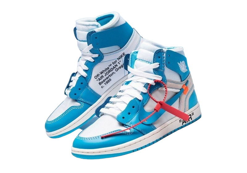 Tênis Collab x Of-White Air Jordan 1 Retro High University Blue Azul