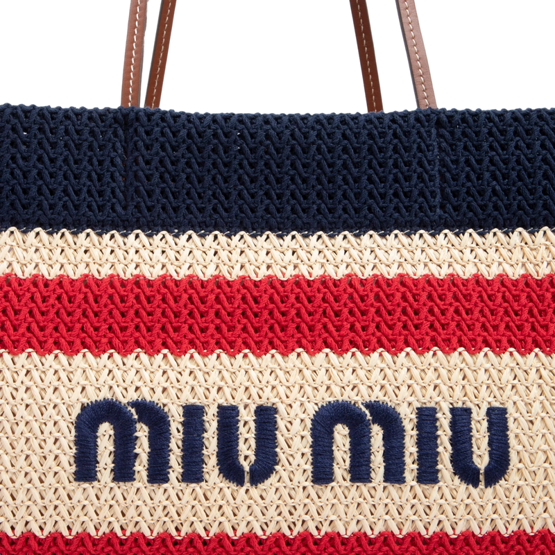 Bolsa de Ombro MIU MIU Stripes Woven Tote