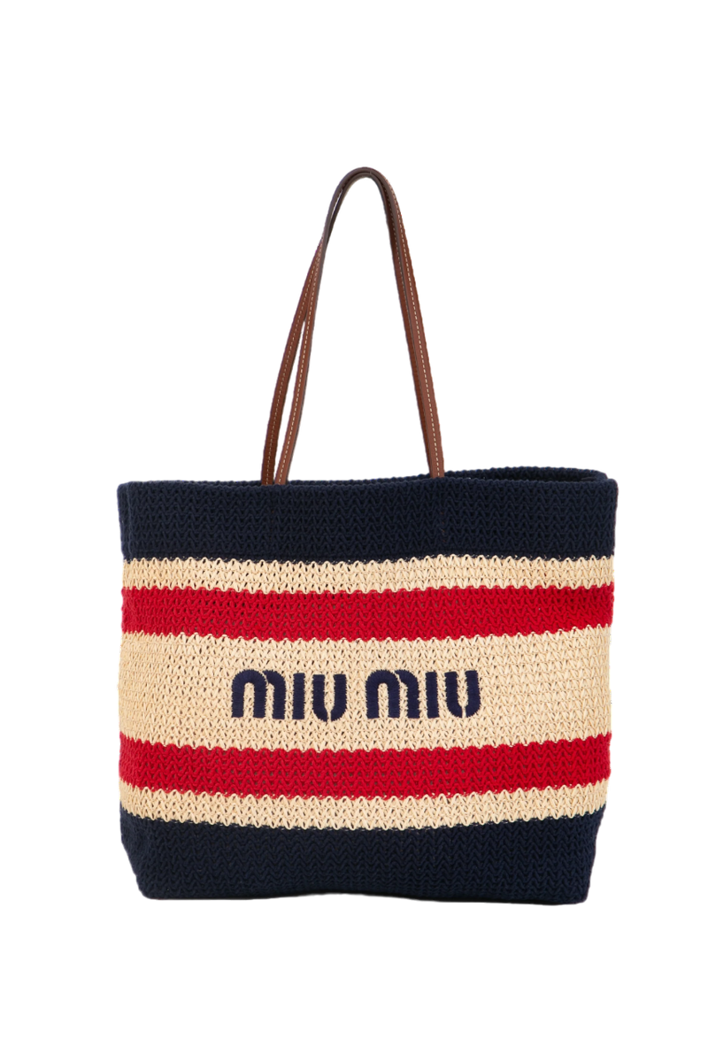 Bolsa de Ombro MIU MIU Stripes Woven Tote