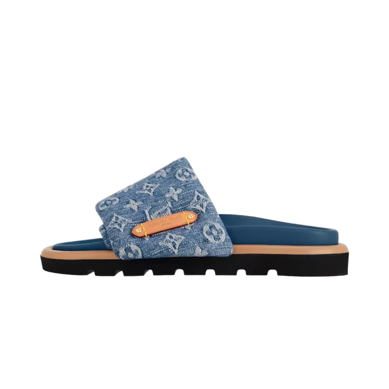 Slide Louis Vuitton Pool Pillow Denim