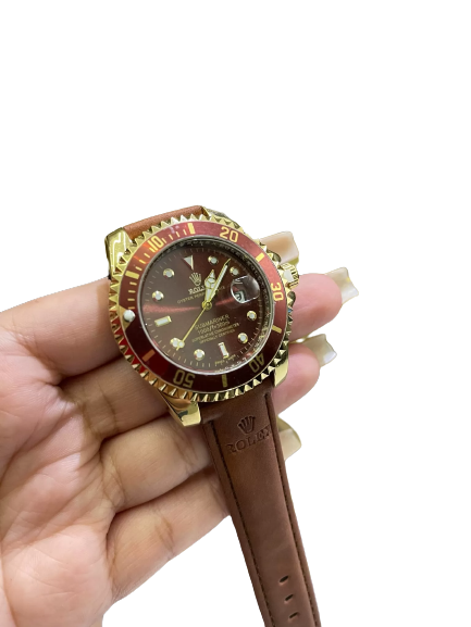 Relógio Rolex Submariner Strap Couro Brown