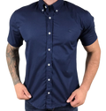 Camisa Social Curta Lacoste Azul Marinho