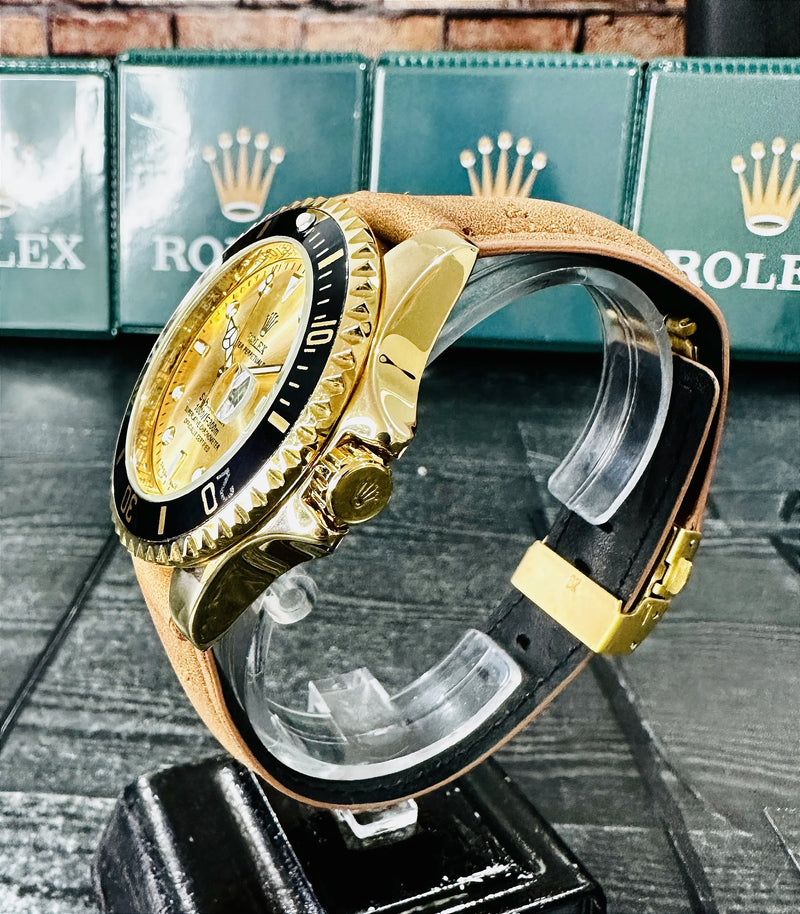 Relógio Rolex Submariner Strap Couro Brown