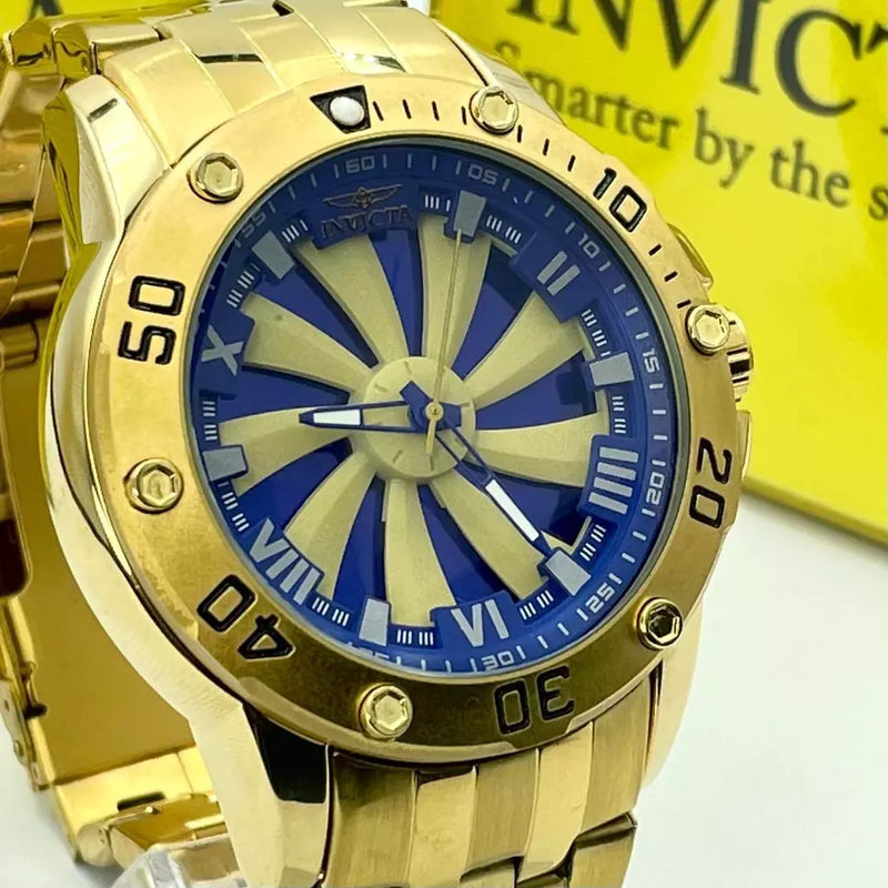 Relógio Invicta Speed Dourado Fundo Azul