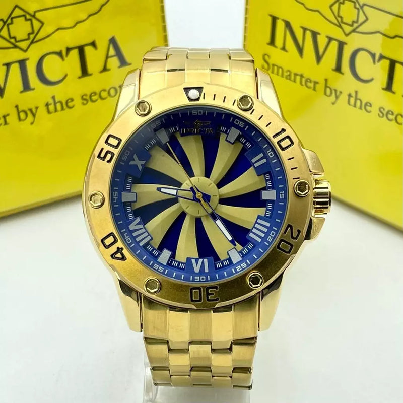 Relógio Invicta Speed Dourado Fundo Azul