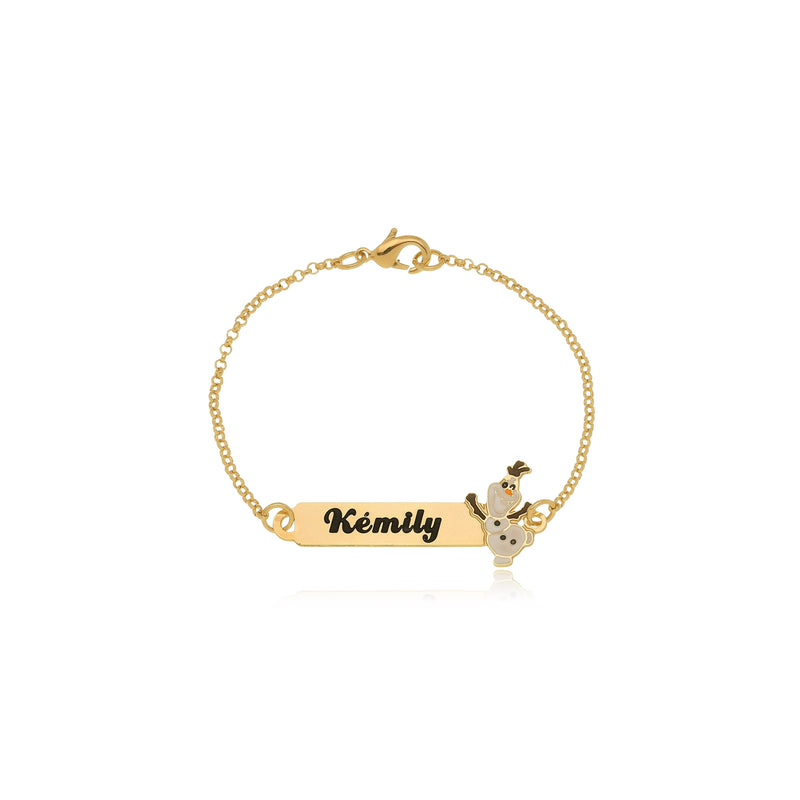 Pulseira Personalizada Chapada Com Nome e Desenho Folheado em Ouro 18k Personagem Ana