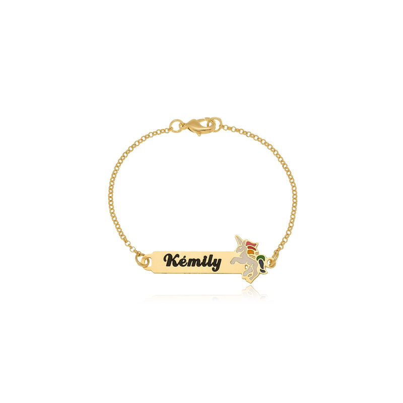 Pulseira Personalizada Chapada Com Nome e Desenho Folheado em Ouro 18k Personagem Ana