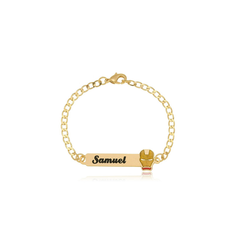 Pulseira Personalizada Chapada Com Nome e Desenho Folheado em Ouro 18k Personagem Ana