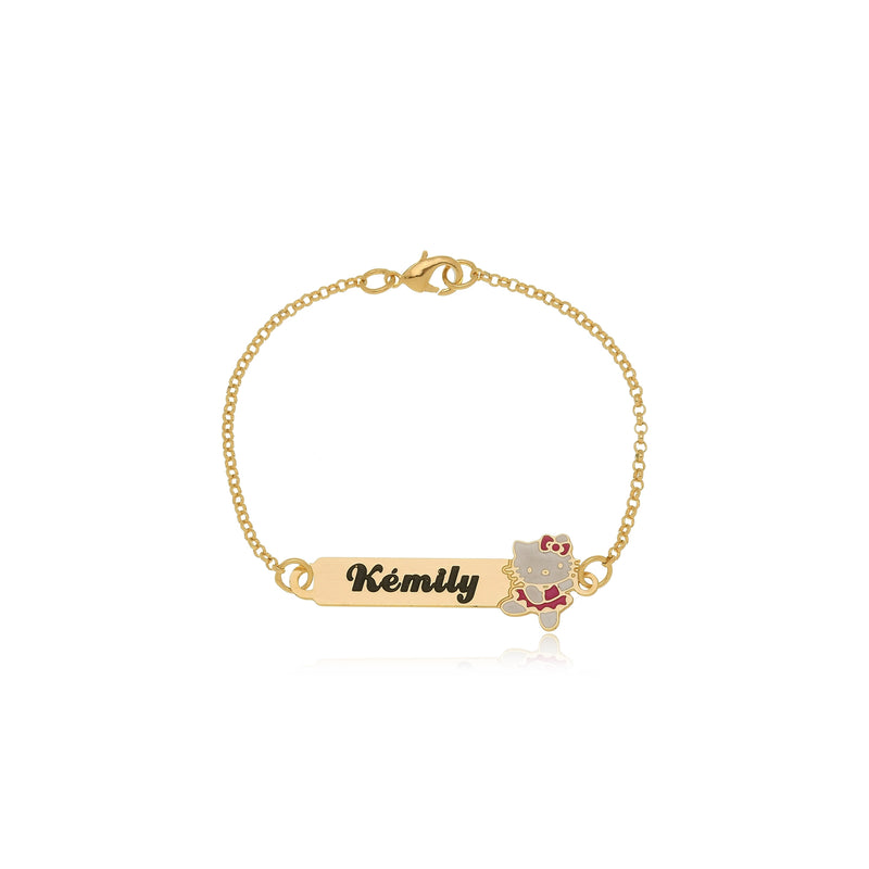 Pulseira Personalizada Chapada Com Nome e Desenho Folheado em Ouro 18k Personagem Ana