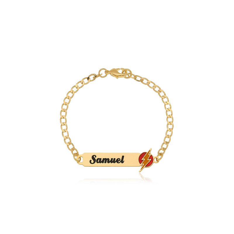 Pulseira Personalizada Chapada Com Nome e Desenho Folheado em Ouro 18k Personagem Ana