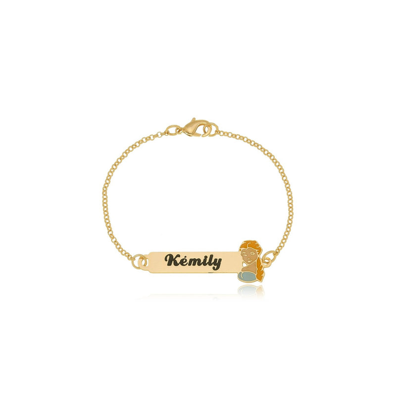 Pulseira Personalizada Chapada Com Nome e Desenho Folheado em Ouro 18k Personagem Ana