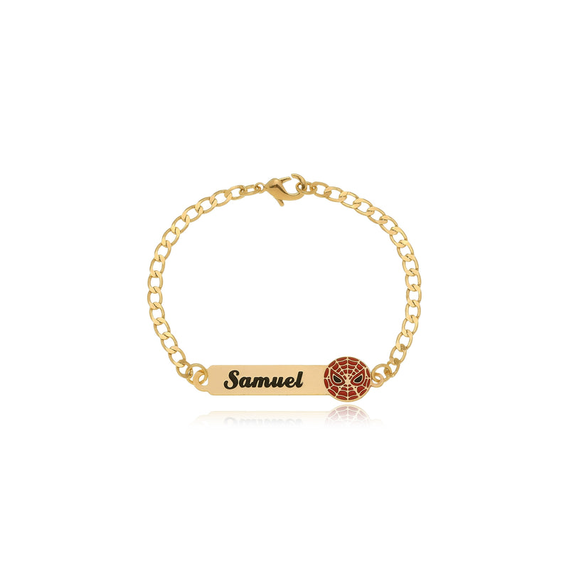 Pulseira Personalizada Chapada Com Nome e Desenho Folheado em Ouro 18k Personagem Ana