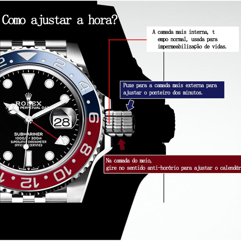 Relógio Rolex Submariner Misto Fundo Prata