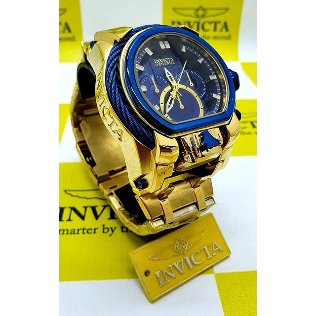 Relógio Masculino Invicta Zeus Magnum Preto Corda Linha Gold Pulseira de Aço