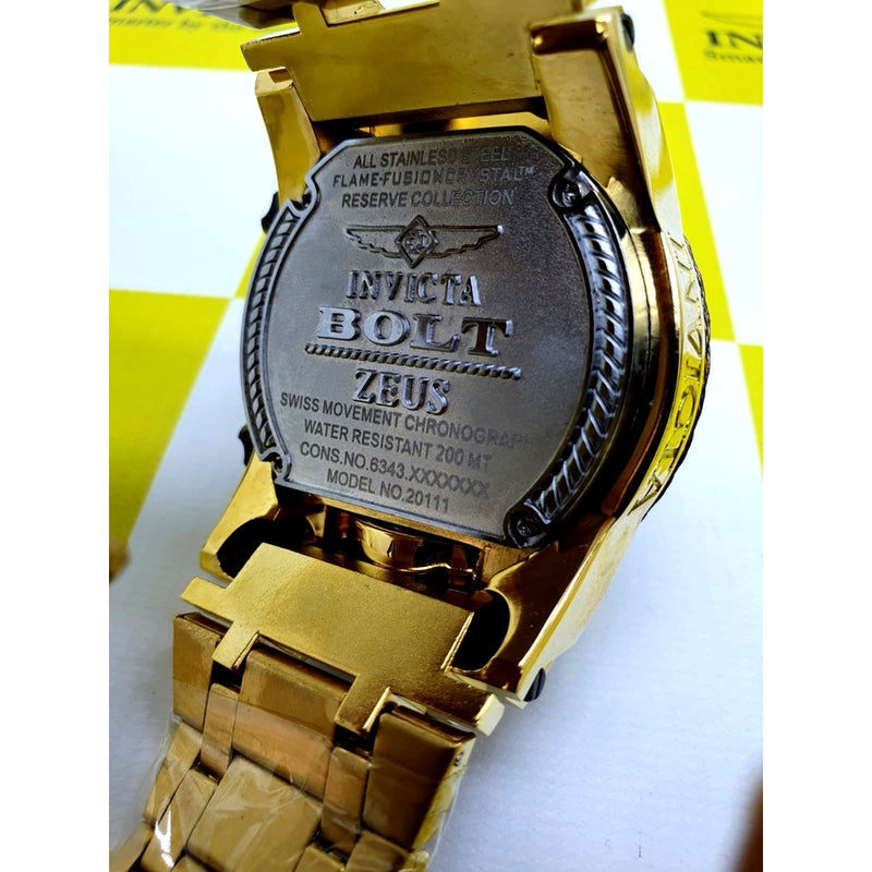 Relógio Masculino Invicta Zeus Magnum Preto Corda Linha Gold Pulseira de Aço